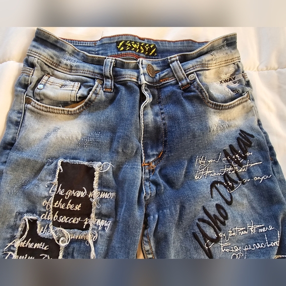 XWAY Jeans Teen 13/14 Skinny Ankle Stitched Distressed Stretch Denim 25x25.5 - Picture 8 of 14